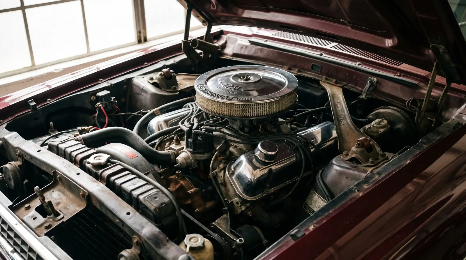 Classic Ford Thunderbird 428 big block V8 engine bay