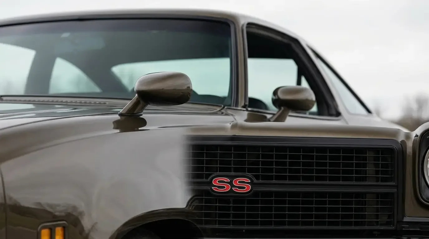1973 Chevrolet Chevelle SS — Z15 badge and grille close-up