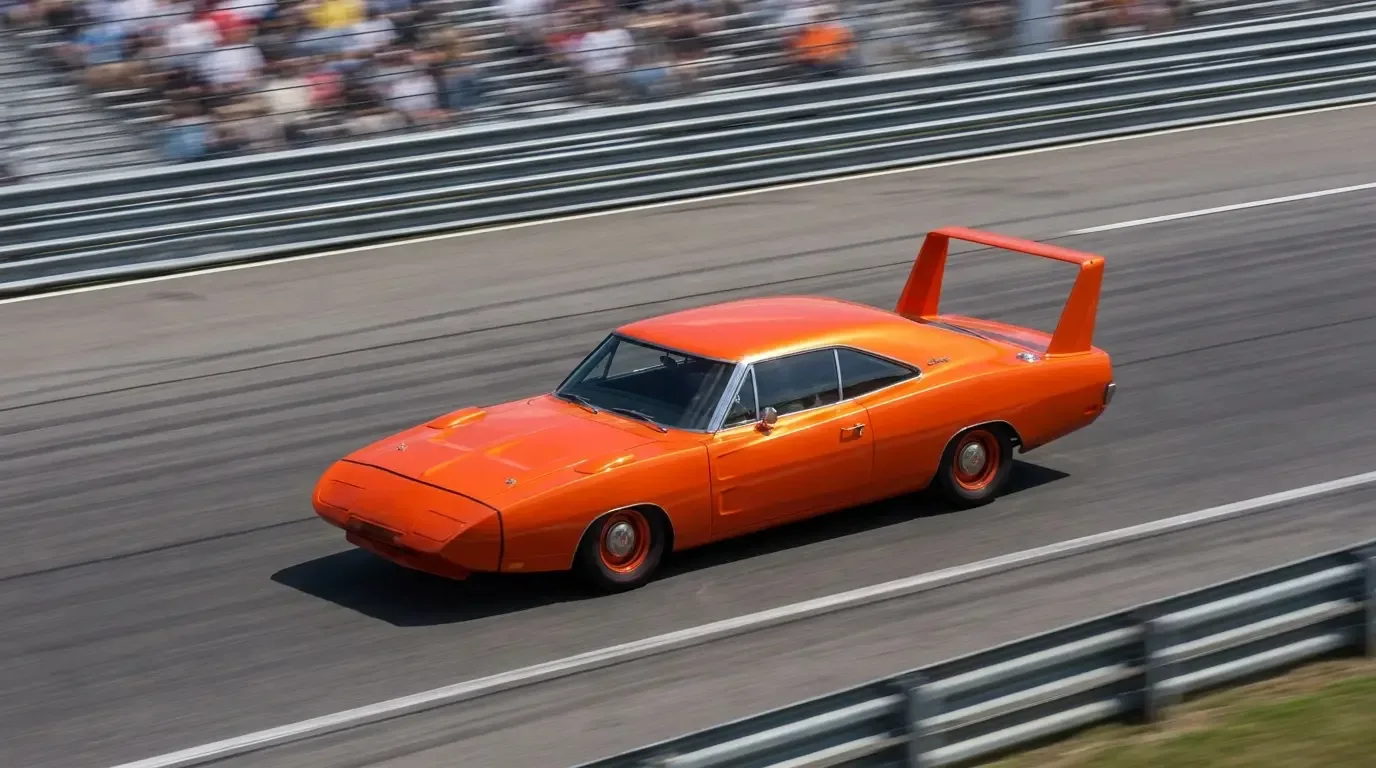1969 Dodge Charger Daytona - winged aero car on a superspeedway banking