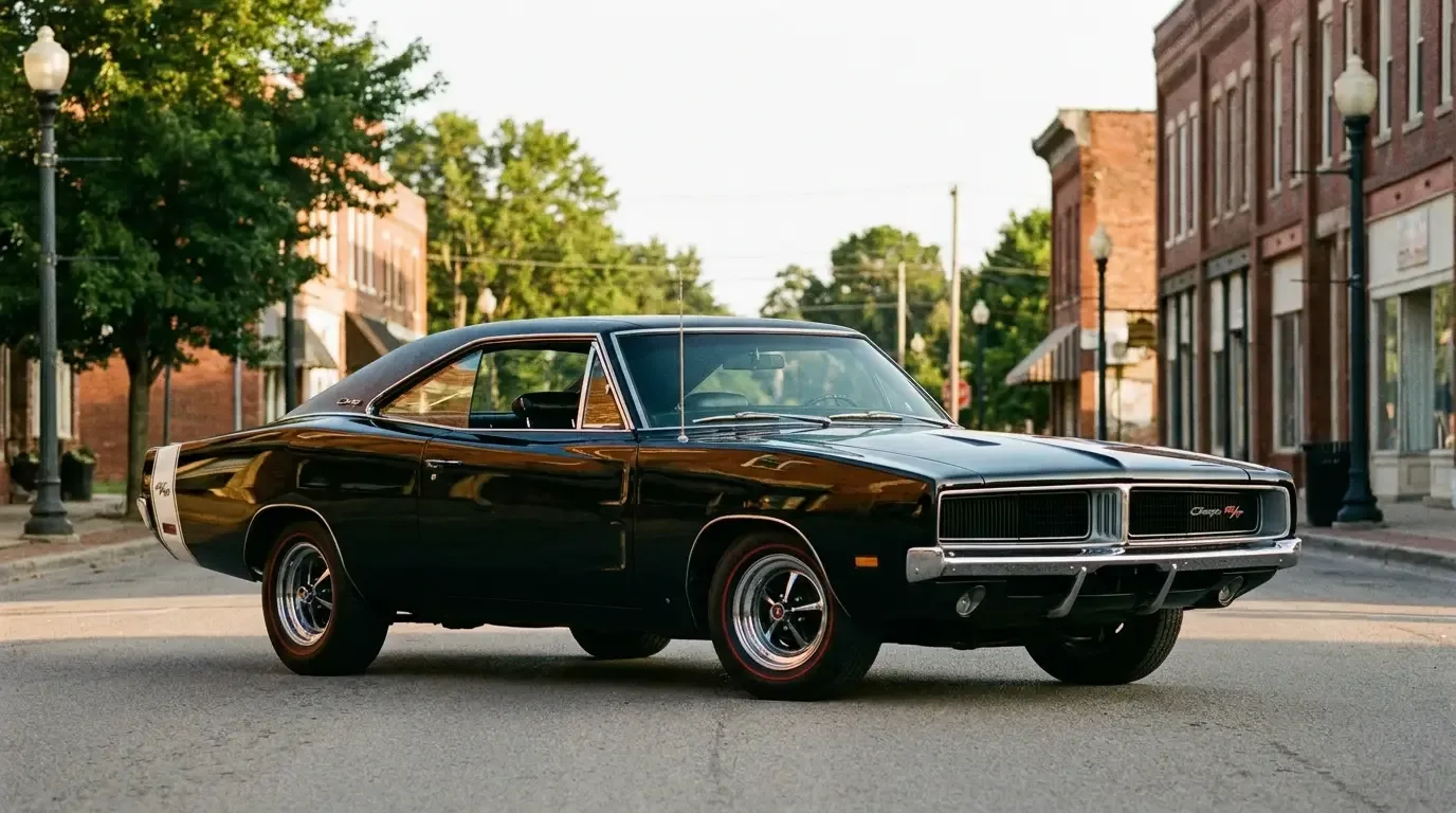 1969 Dodge Charger R/T - black three-quarter front static
