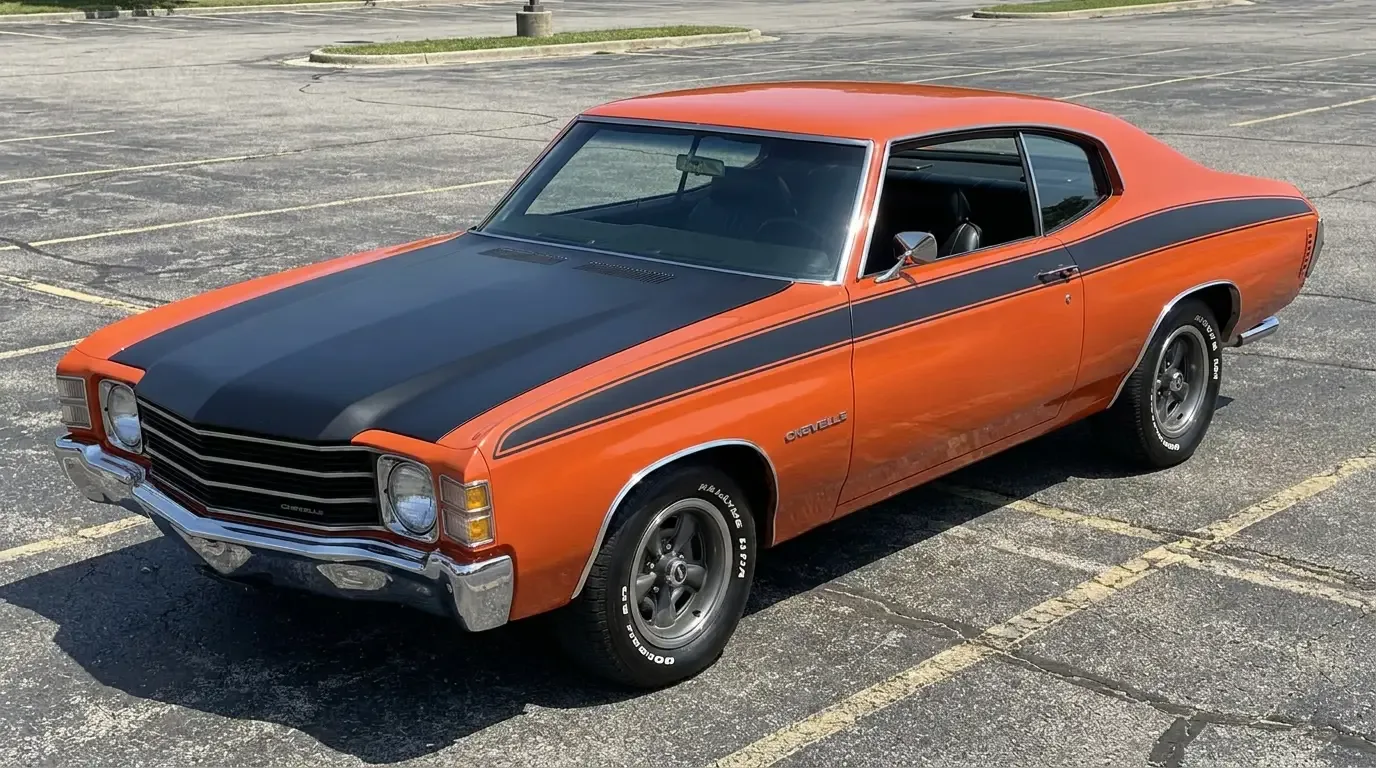 1972 Chevrolet Chevelle Heavy Chevy — blacked-out hood static shot
