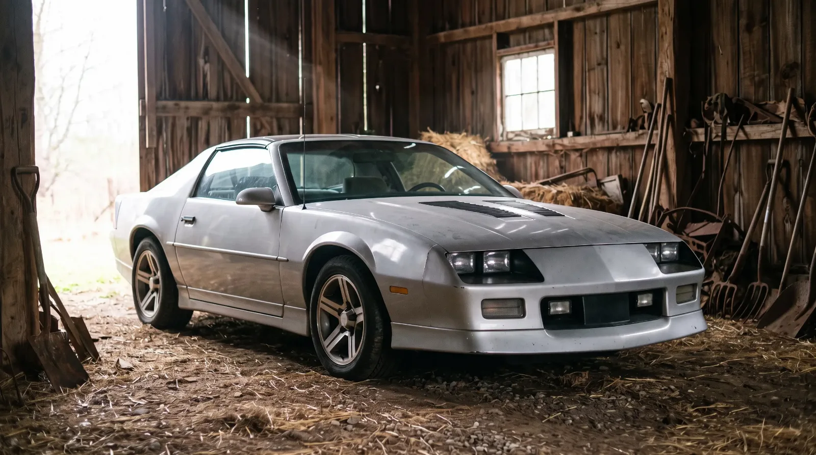 1985 Chevrolet Camaro IROC-Z, stored in an old barn