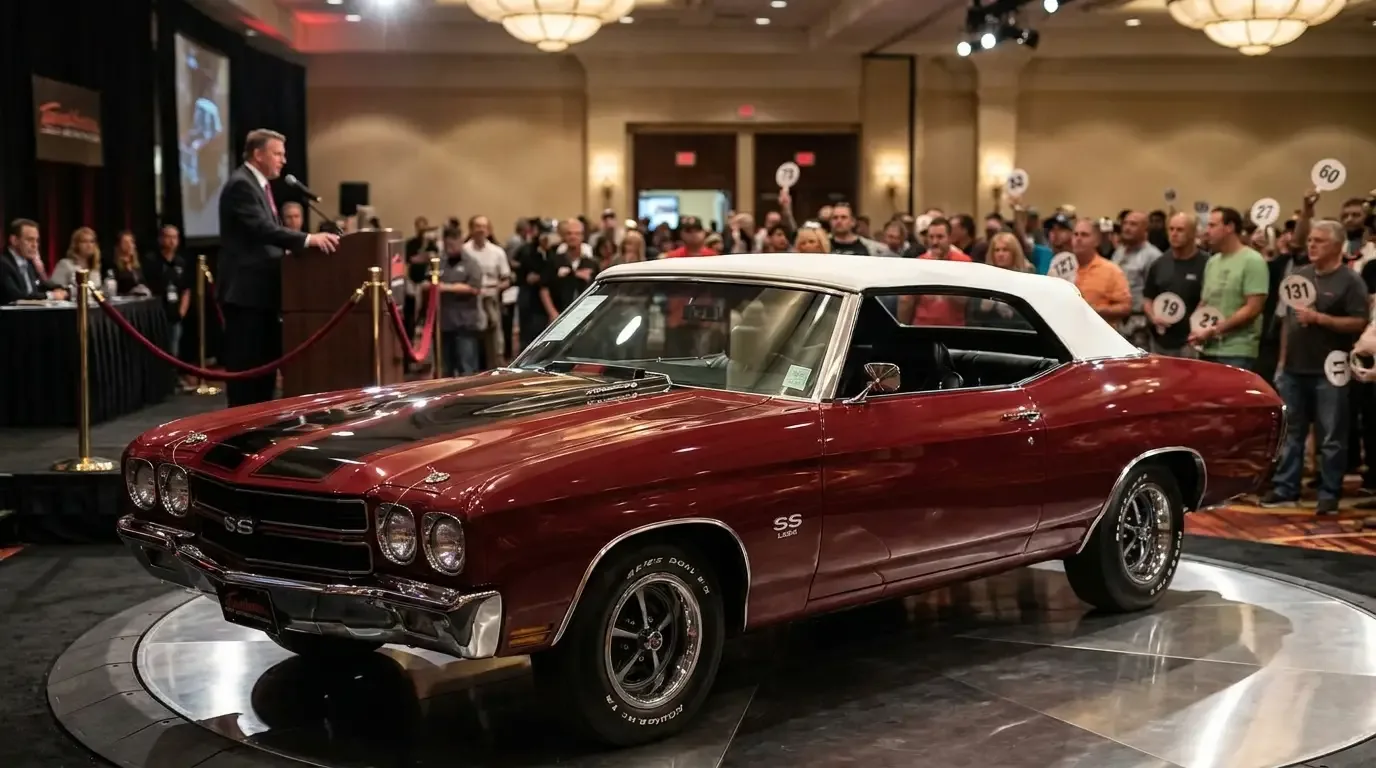 1970 Chevrolet Chevelle SS454 LS6 convertible on an auction stage