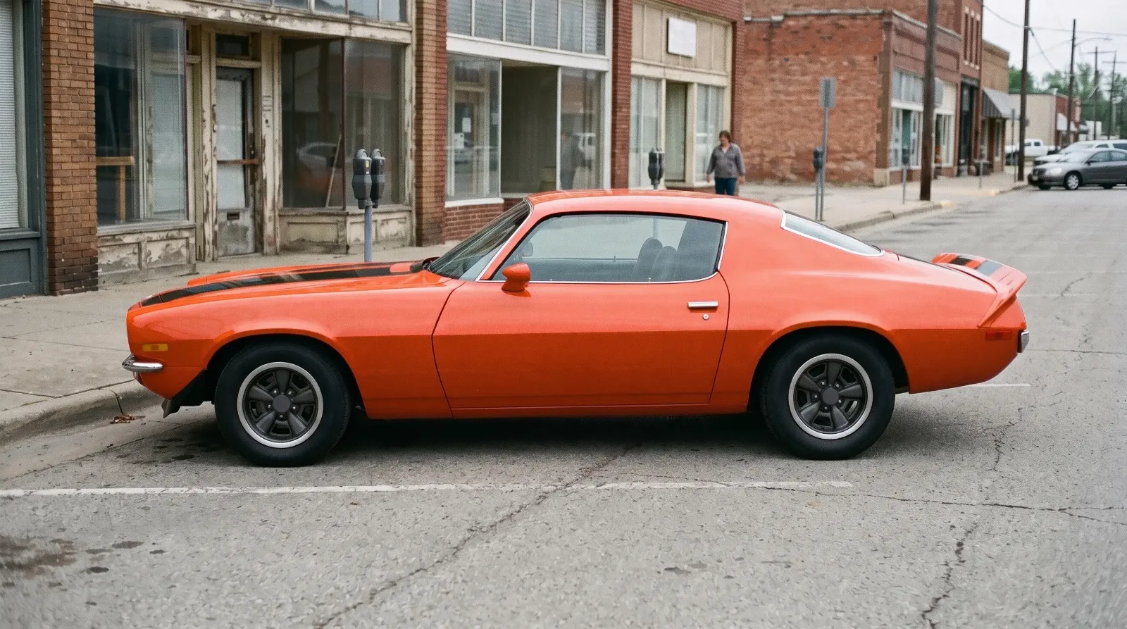 1970 Chevrolet Camaro Z/28, parked on a small-town main street