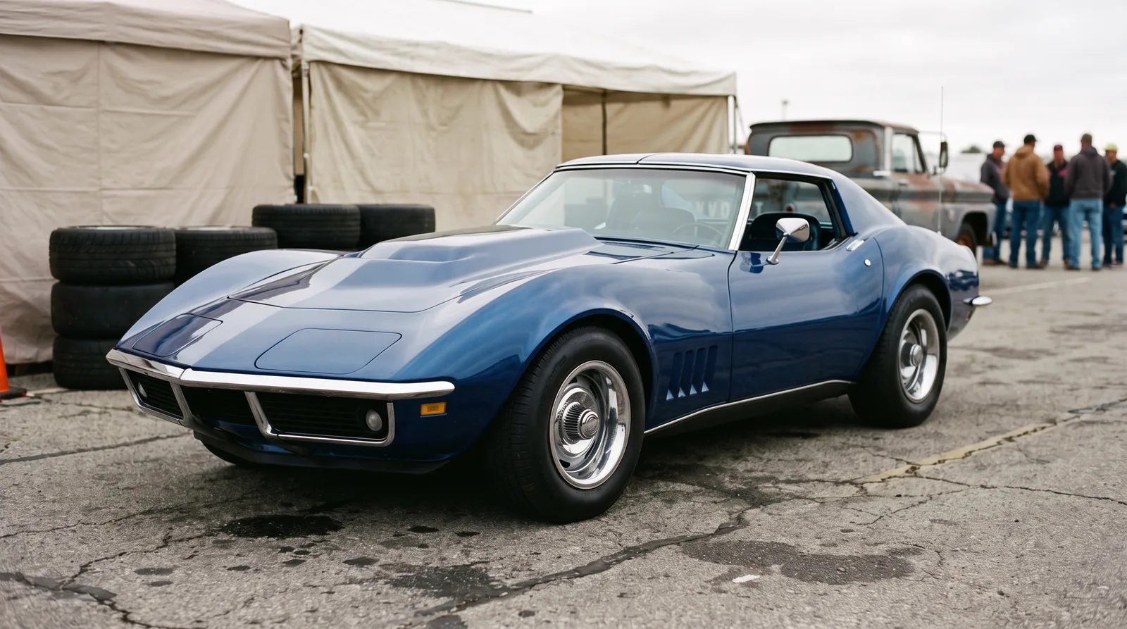1969 Chevrolet Corvette Stingray coupe, parked in a race paddock