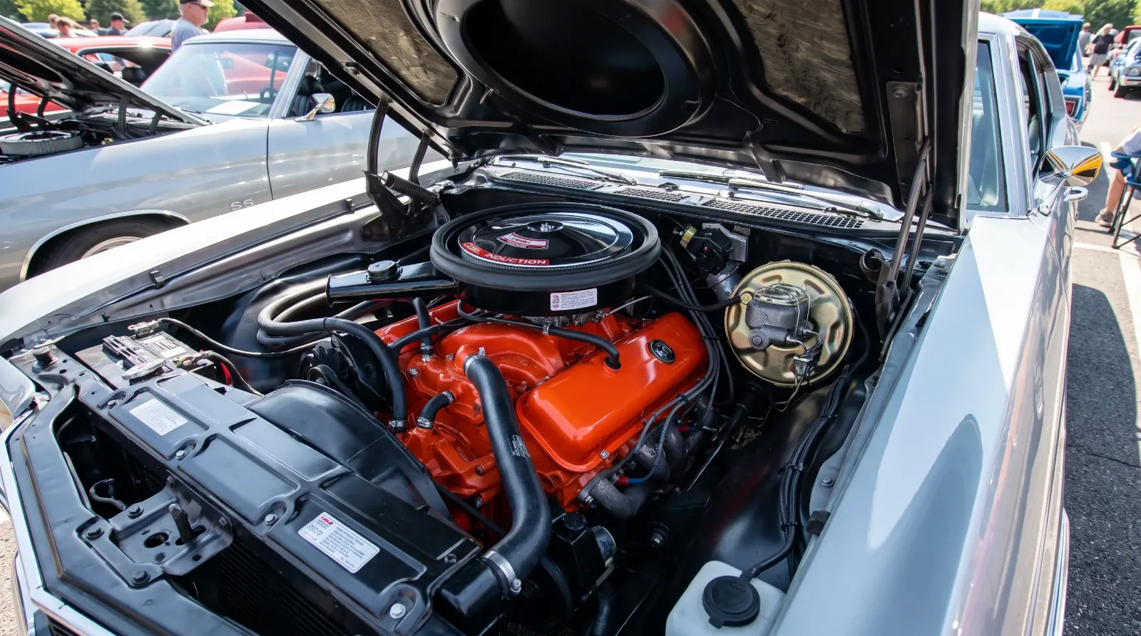 1970 Chevrolet Chevelle SS 454 LS6 big-block engine bay with hood open