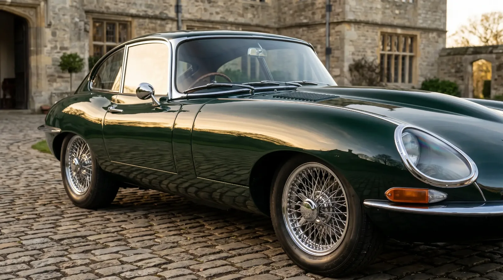 Classic 1960s Jaguar E-Type exterior styling detail