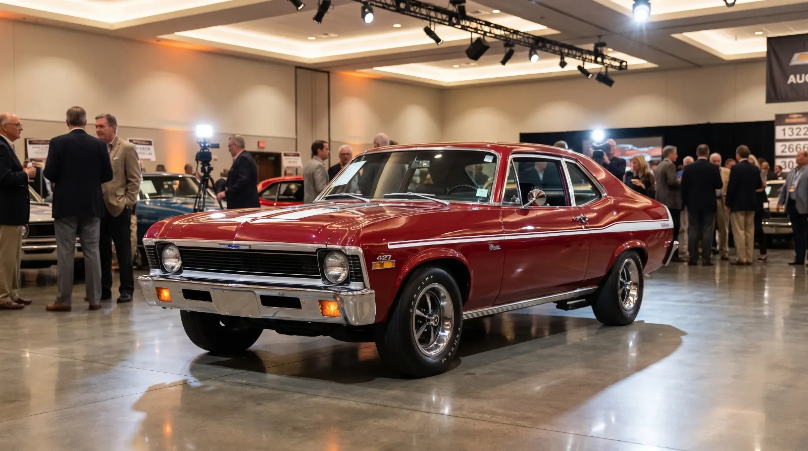 1969 Yenko Nova 427 on display at a collector car auction hall