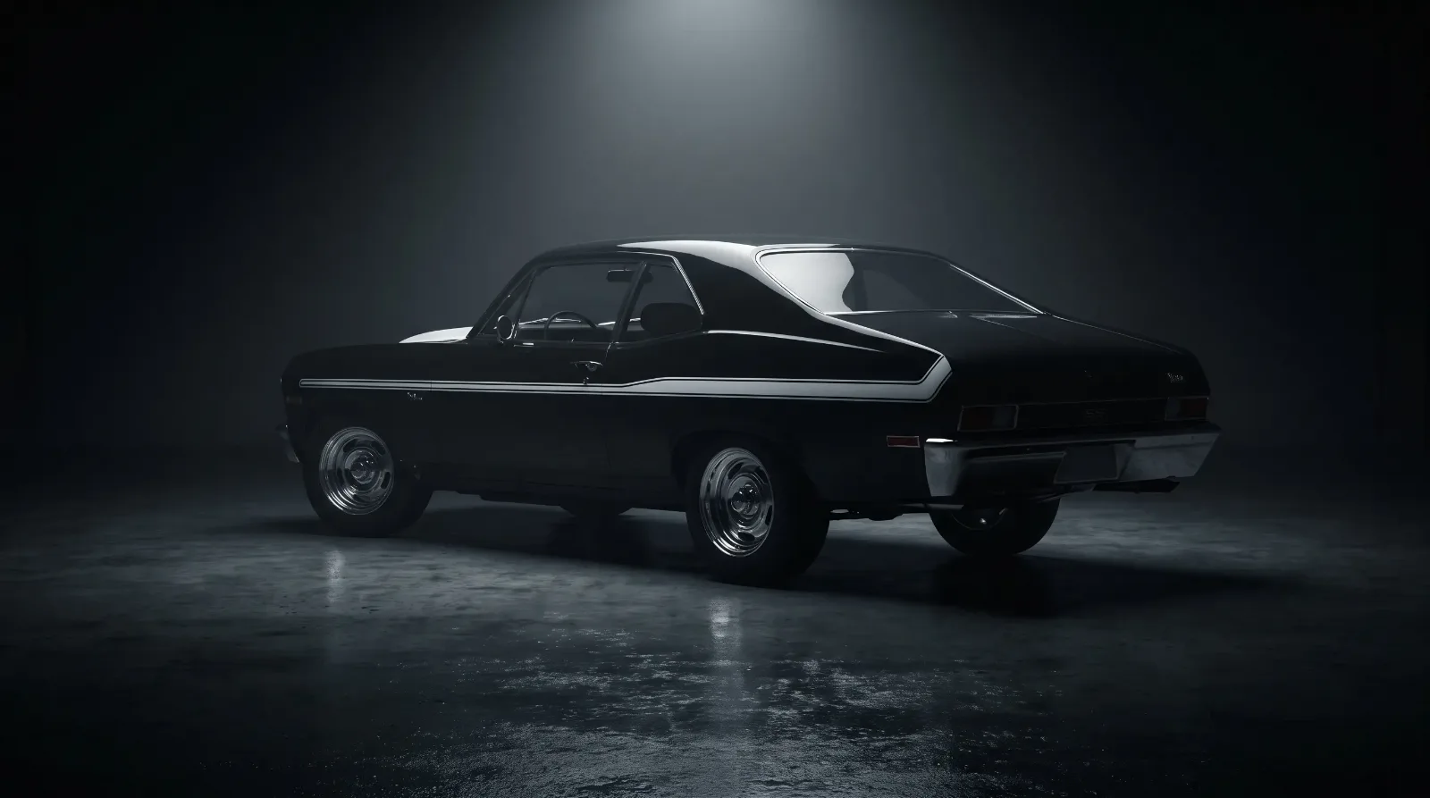 1969 Yenko Nova 427 in a dramatic single-spotlight studio reveal