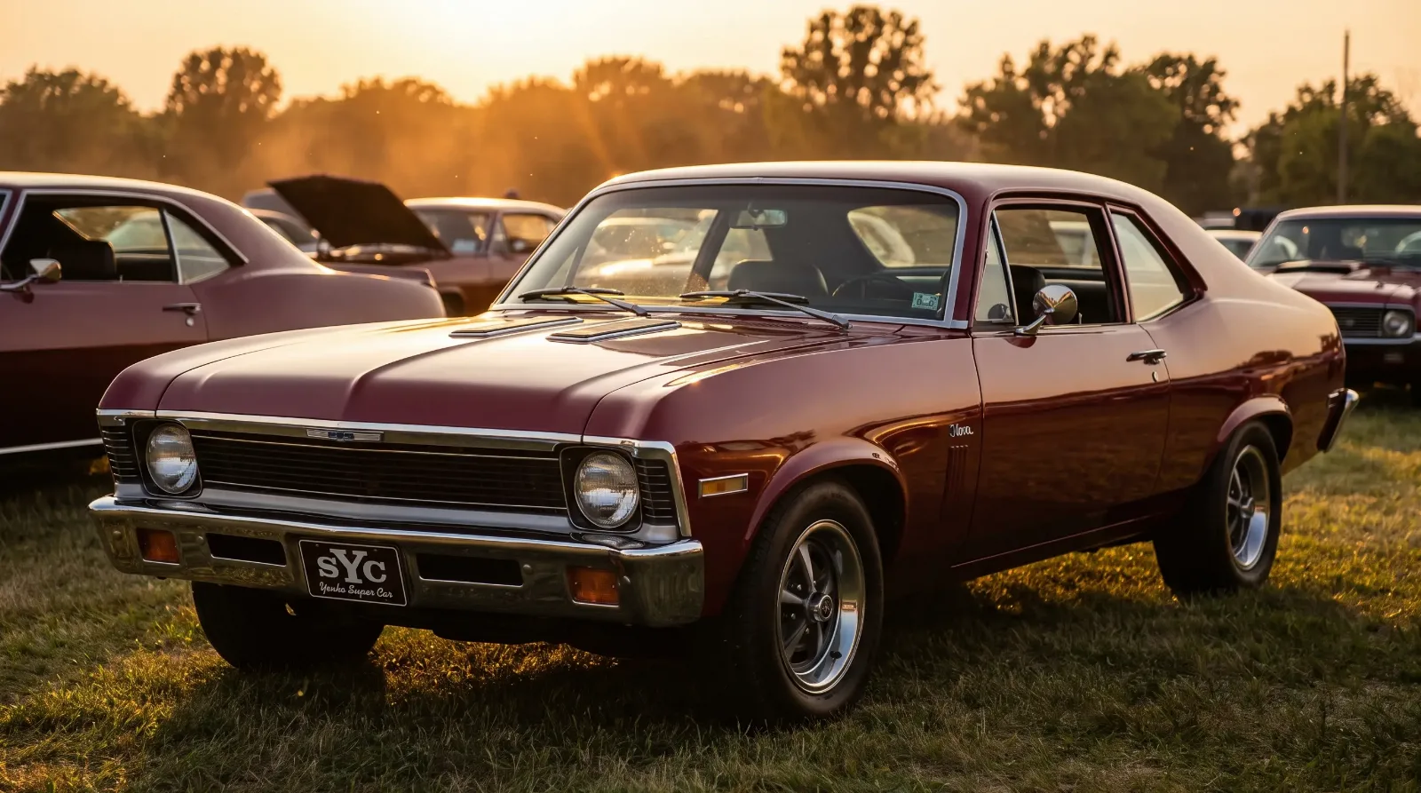 1969 Chevrolet Nova with Yenko Super Car sYc badge on the fender at golden hour